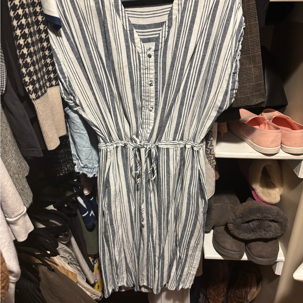 Time and Tru Striped Blue and White Midi Dress